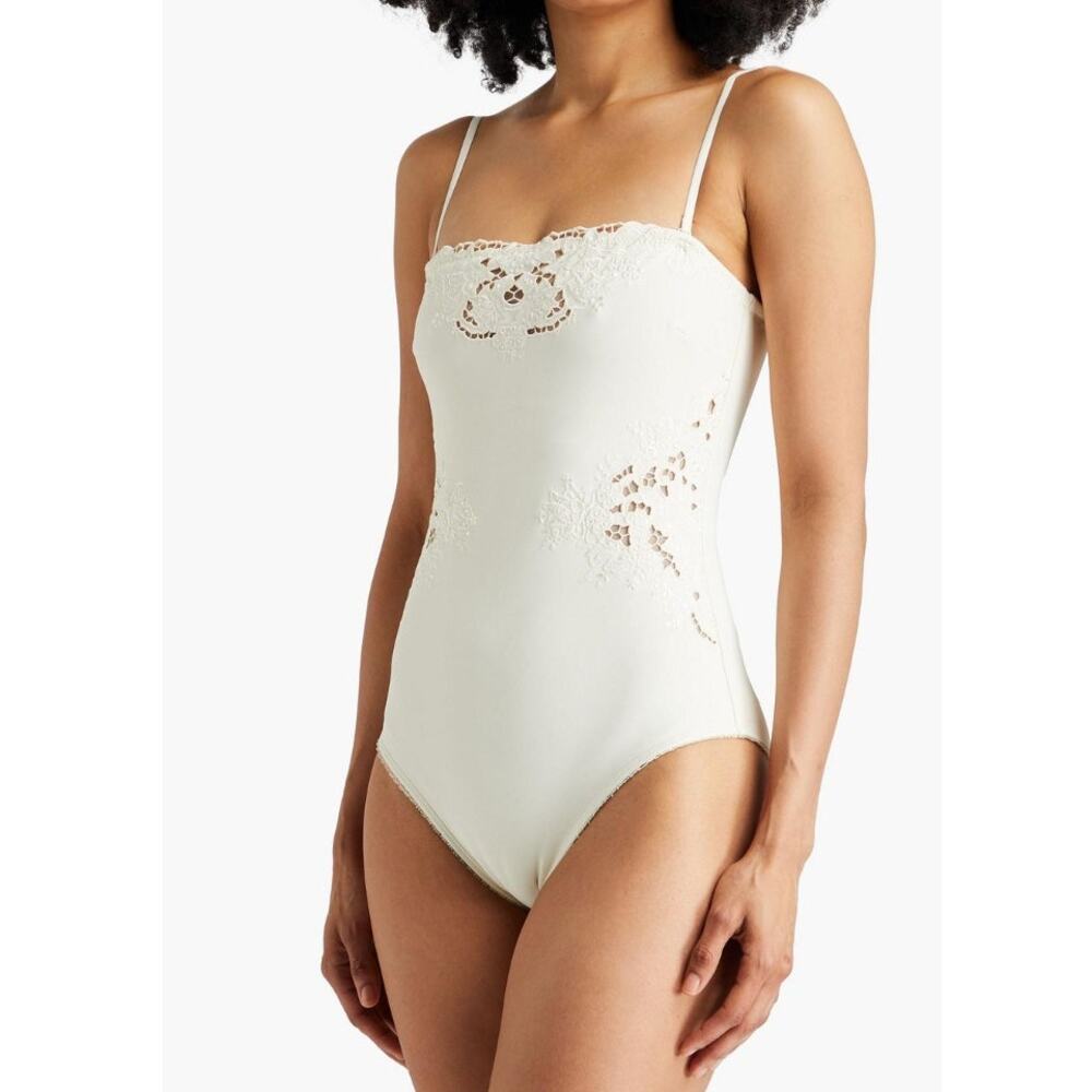 Zimmermann Cream Lace Detail One Piece Swimsuit